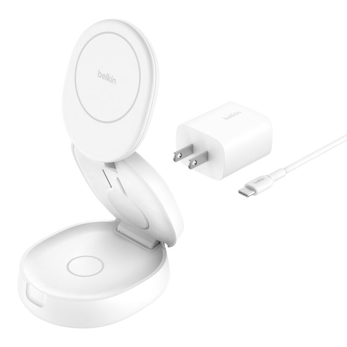 3-in-1 Convertible Magnetic Charging Stand with Qi2 15W, 白色的, hi-res