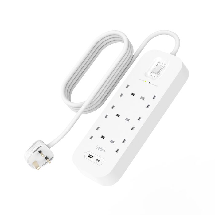 防雷拖板連 USB-C 和 USB-A 連接埠 (6 位連 1 個 USB-C 和 1 個 USB-A), , hi-res