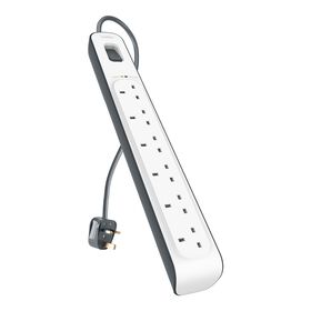 6-outlet Surge Protection Strip with 2M Power Cord, White/Gray, hi-res