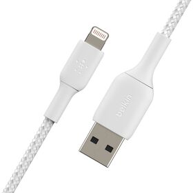 Braided Lightning to USB-A Cable (1m / 3.3ft, White), 白色的, hi-res