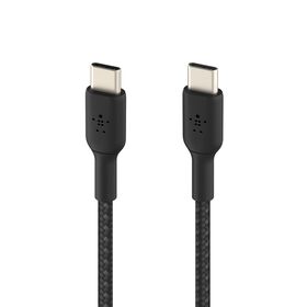 USB-C 至 USB-C 編織充電線纜, Black, hi-res