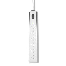 6-outlet Surge Protection Strip with 2M Power Cord, White/Gray, hi-res