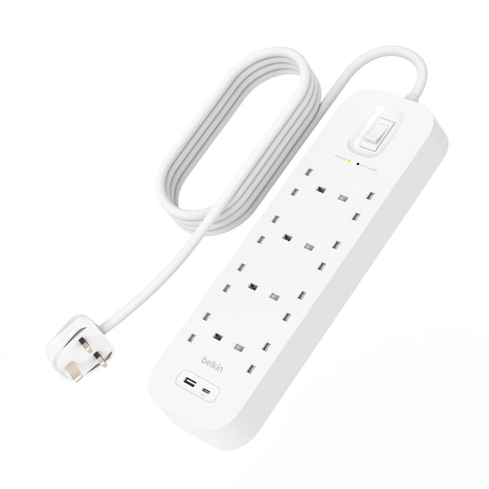 Surge Protector with USB-C and USB-A Ports (8 Outlet with 1 USB-C & 1 USB-A), , hi-res