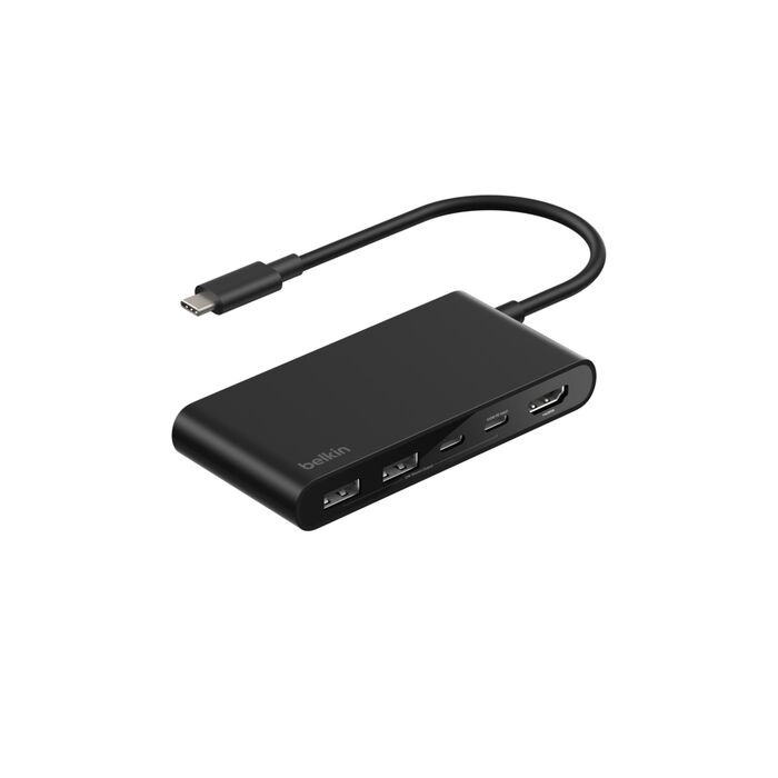 5-Port USB-C Hub with Dual USB-C Ports, Black, hi-res
