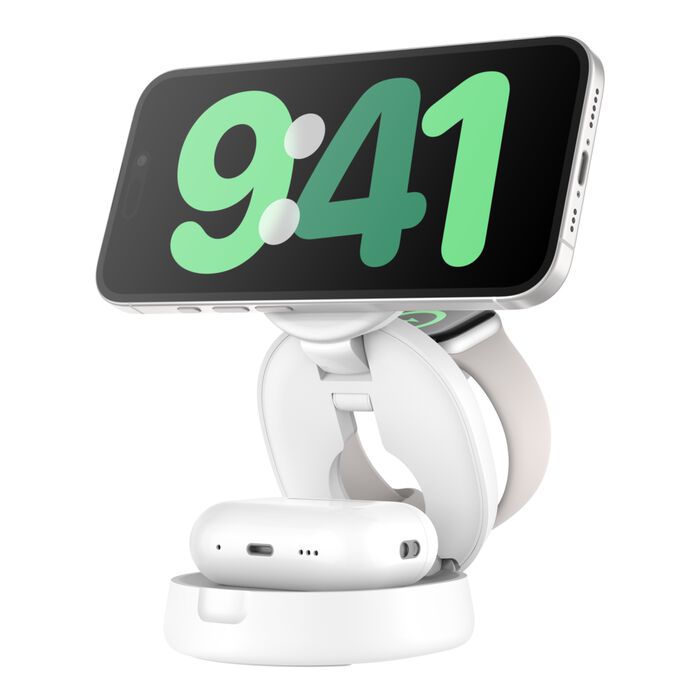 3-in-1 Convertible Magnetic Charging Stand with Qi2 15W, 白色的, hi-res