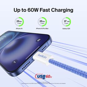 USB-C 至 USB-C 連接線 60W, 藍色的, hi-res