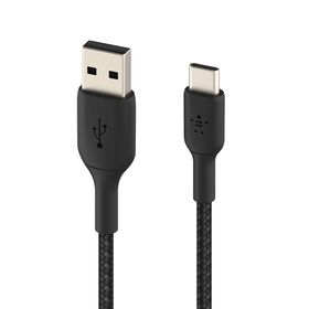 USB-C 至 USB-A 編織充電線纜, Black, hi-res