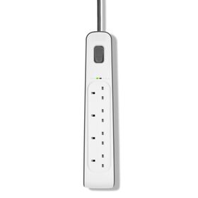 4-outlet Surge Protection Strip with 2M Power Cord, White/Gray, hi-res