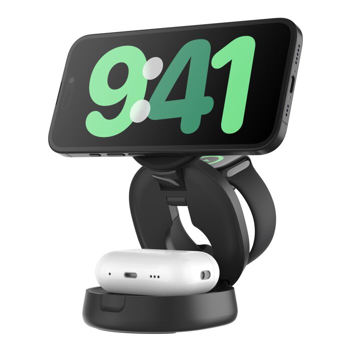 3-in-1 Convertible Magnetic Charging Stand with Qi2 15W, Black, hi-res