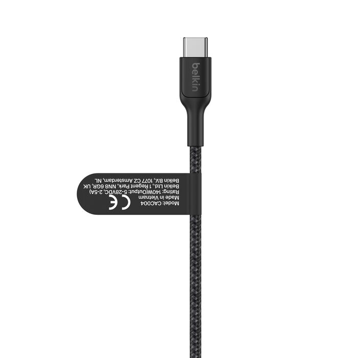 USB-C 轉雙 USB-C 編織連接線 140W, Black, hi-res