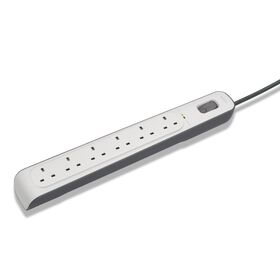 6-outlet Surge Protection Strip with 2M Power Cord, White/Gray, hi-res