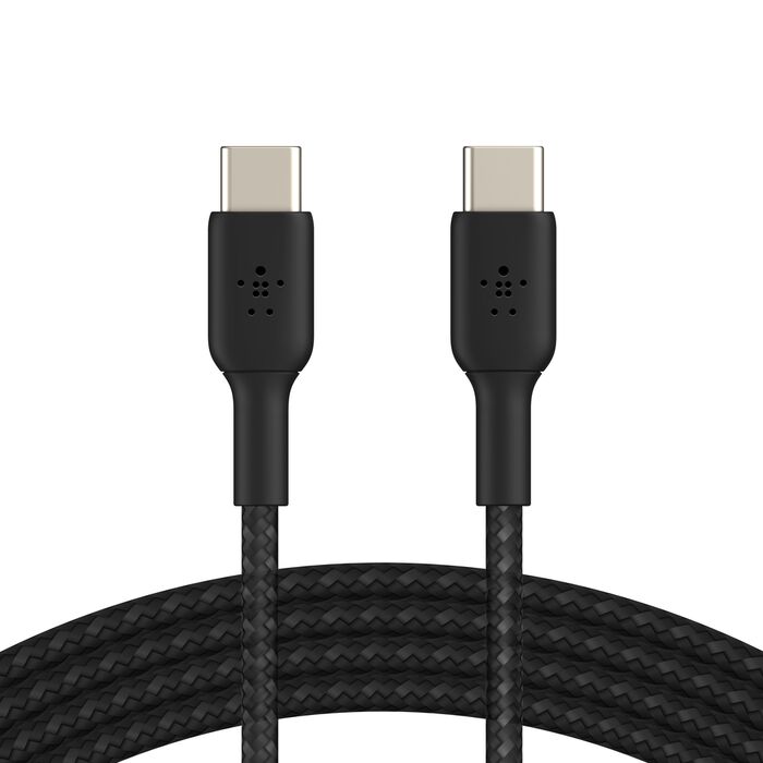 USB-C 至 USB-C 編織充電線纜, Black, hi-res