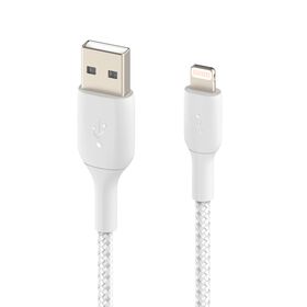 Braided Lightning to USB-A Cable (1m / 3.3ft, White), 白色的, hi-res