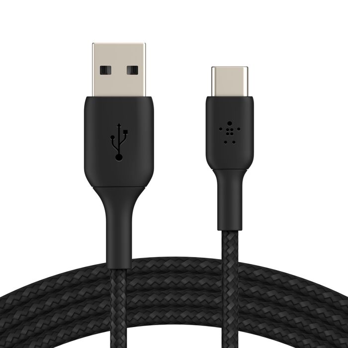 USB-C 至 USB-A 編織充電線纜, Black, hi-res