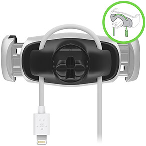 Keeps charging cables stored neatly with built-in cable holder Cable management clip