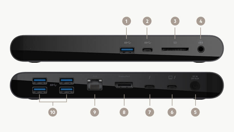具備多個連接埠 Belkin Thunderbolt 3 Dock Pro 連接埠
