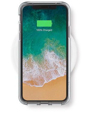 Phone on wireless charging pad