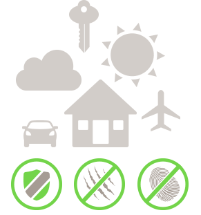 Scratch Resistant, Ultimate Protection Icons